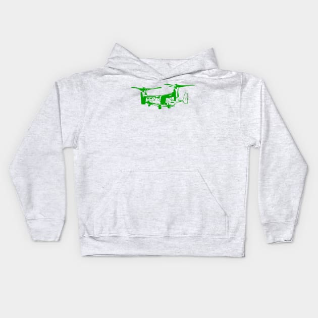 Bell Boeing V-22 Osprey - Green Design Kids Hoodie by PlaneJaneDesign